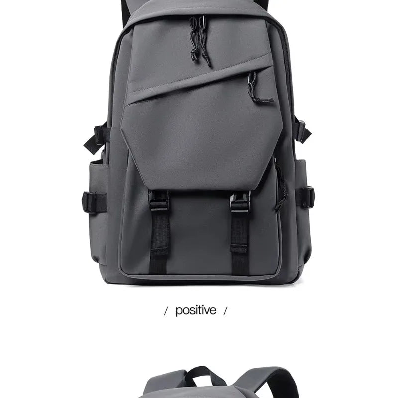 One 15 Inch Polyester Waterproof Solid Color Simple Men's Backpack Fashion Couple Student Computer Backpack Beauty World Shop