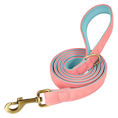 Customized Leather Dog Collar Leash Set Soft Padded Leather Collar For Small Medium Large Dogs With Free Engraved Nameplate Beauty World Shop