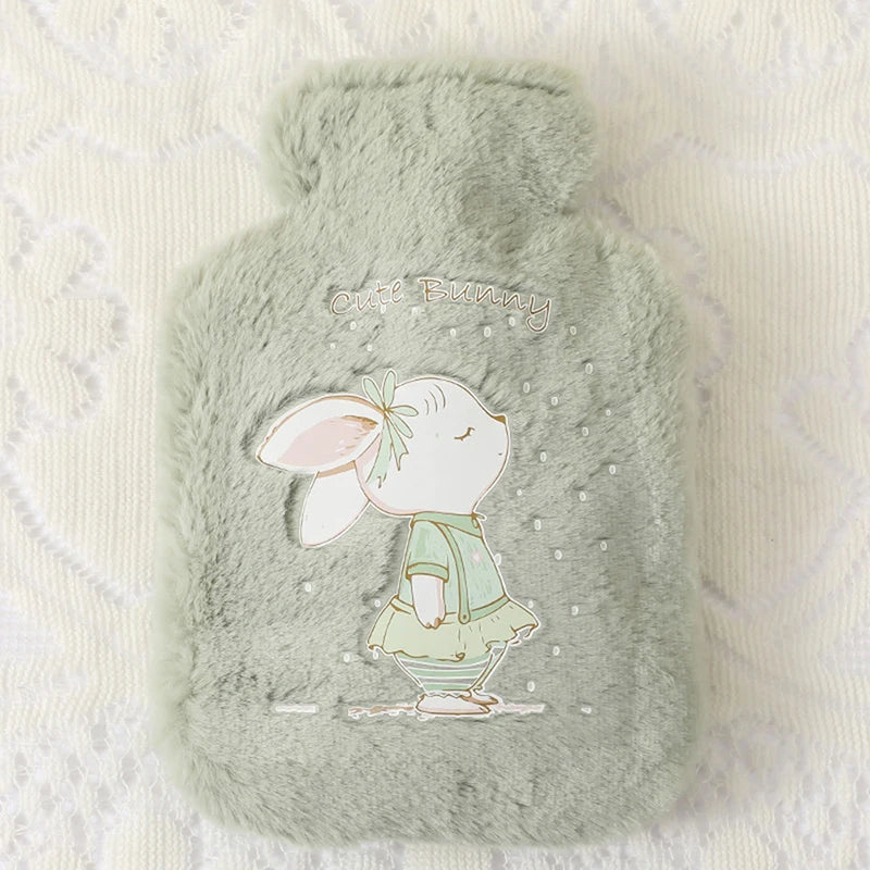 Cartoon Plush Rabbit Bear Hot Water Bottle Water Filling Velvet Small Portable Student Hand Warmer Cute Warm Water Bag Beauty World Shop