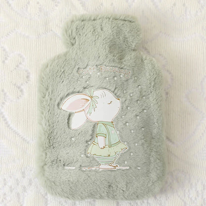 Cartoon Plush Rabbit Bear Hot Water Bottle Water Filling Velvet Small Portable Student Hand Warmer Cute Warm Water Bag Beauty World Shop