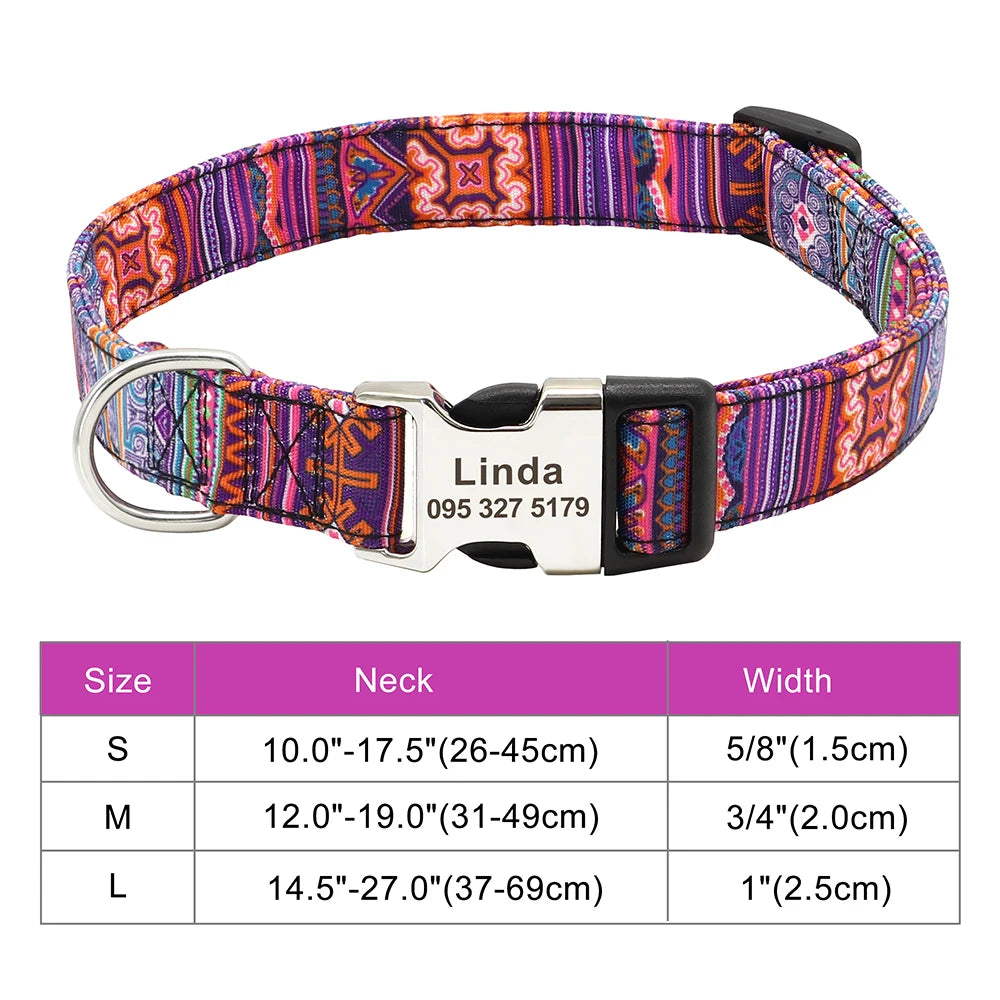 Adjustable Nylon Dog Collar Personalized Dogs Cat ID Collars With Engraved Name Buckle Anti-lost for Small Medium Large Dogs Beauty World Shop