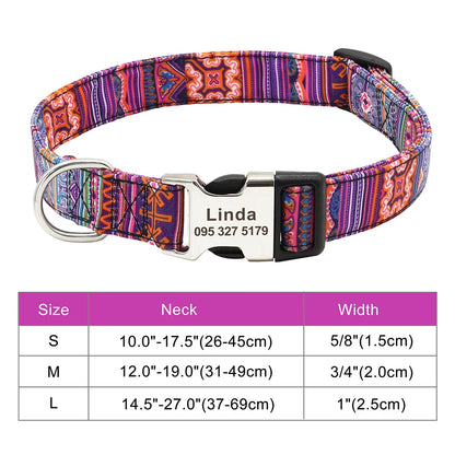 Adjustable Nylon Dog Collar Personalized Dogs Cat ID Collars With Engraved Name Buckle Anti-lost for Small Medium Large Dogs Beauty World Shop