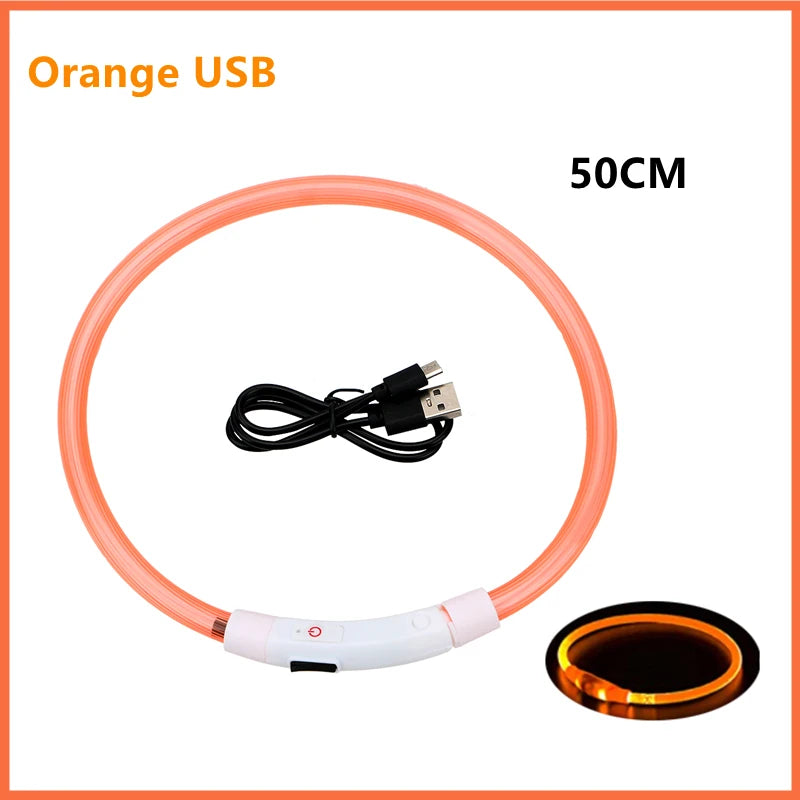 USB Rechargeable Luminous Collar Adjustable Led Glowing Dog Collar for Large Small Dogs Cat Night Light Collar Pet Safety Harnes Beauty World Shop