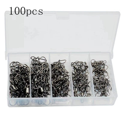 50pc/box Stainless Steel Fishing Connector Pin Bearing Rolling Swivel with Snap Fishhook Lure Accessories Beauty World Shop