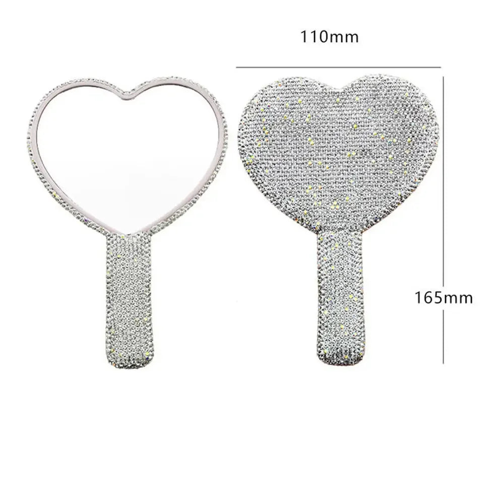 Travel Diamond Makeup Mirror Love Heart Bling Cosmetic Beauty Tools Handheld Vanity Portable Make Up Mirror for Girls Gifts Beauty World Shop