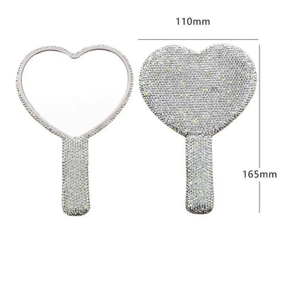Travel Diamond Makeup Mirror Love Heart Bling Cosmetic Beauty Tools Handheld Vanity Portable Make Up Mirror for Girls Gifts Beauty World Shop