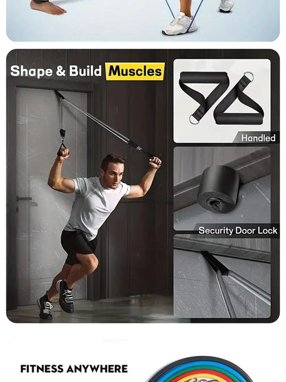 11pcs TPE Resistance Band Set Fitness Band Pull Rope Elastic Training Band With Door Anchor Handles Carry Bag Legs Ankle Straps Beauty World Shop