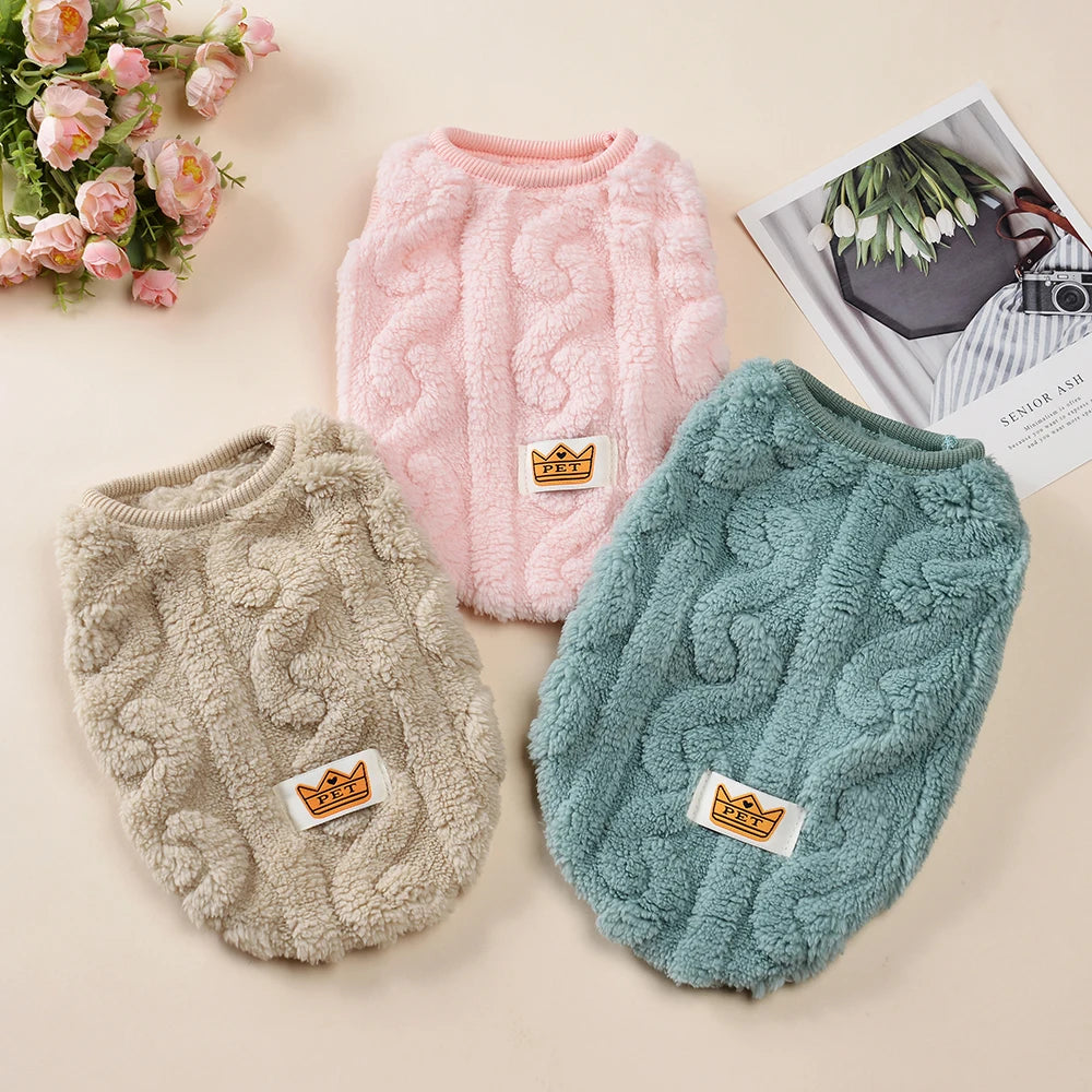 Fleece Warm Dog Cloth Sleeveless Soft Cozy Plush Vest Puppy Winter Overall for Small Medium Pet Sweatshirt  for Dog and Cat Beauty World Shop