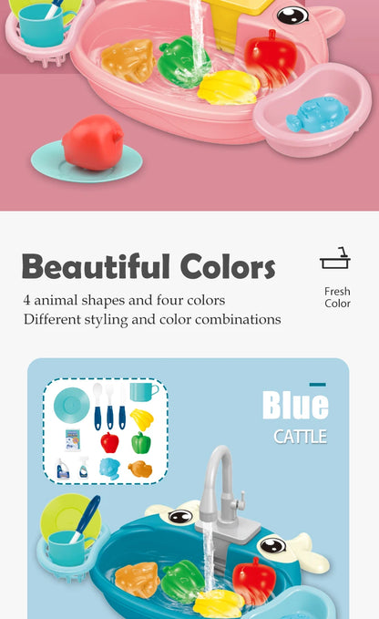 Dishwasher Toys, Kitchen Sink Electric Playing with Running Water  Automatic Water Cycle System Simulated kitchen accessories Beauty World Shop