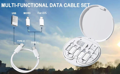 PD 60W Multifunctional USB Type C Data Cable Set Fast Charging For iPhone Xiaomi Samsung Charger Adapter Pin Storage Travel Box Beauty World Shop