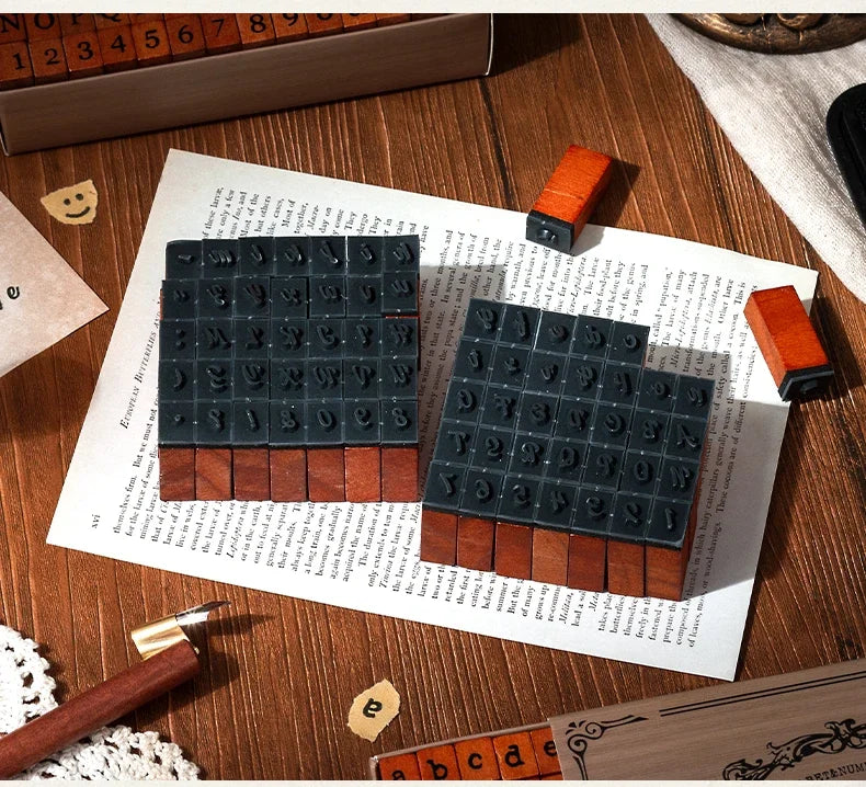 Journal GO 70pcs/set Wooden Rubber Alphabet Letter Number Stamp Set for Card Collage Junk Journal Scrapbooking DIY Standard Seal Beauty World Shop