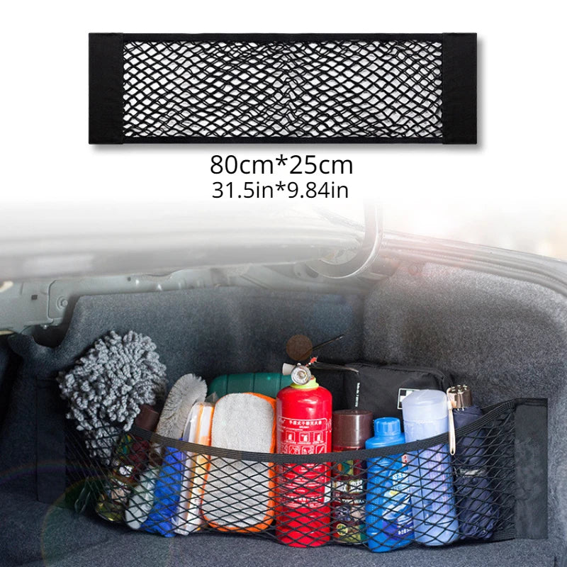 Universal Car Storage Bag Double Mesh Trunk Storage Net Car Built-in Storage Bag Car Fire Extinguisher Fixed Net Anti-Slip Beauty World Shop