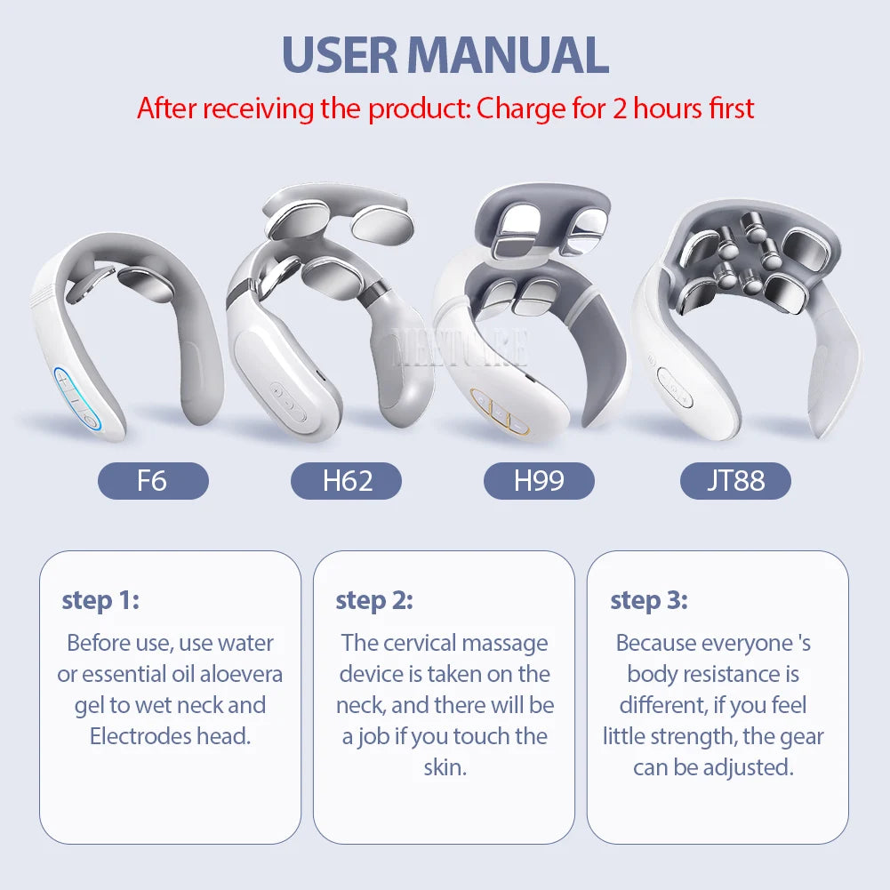 TENS Pulse Back Neck Massage Wireless Smart Sholder Cervical Massager Heating Muscle Punch Beating Health Care Tool