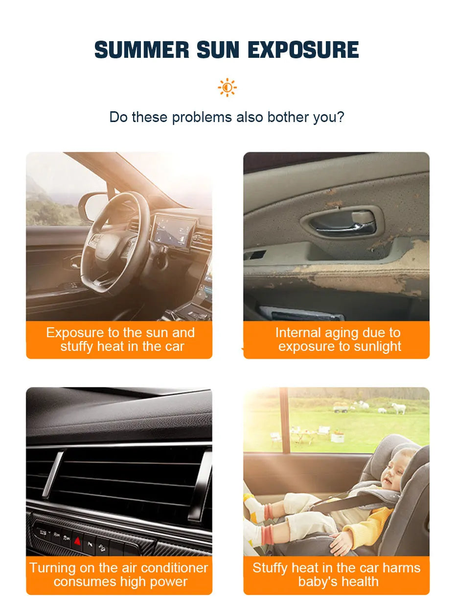 SEAMETAL Car Sun Shade Side Window Curtain Front Rear Window Sunshade Summer UV Blocking Suction Cup Car Sun Protection Curtains Beauty World Shop