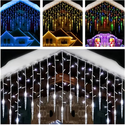 Christmas Garland LED Icicle Curtain String Lights Droop Outdoor Garden Street Wedding Decorative lighting Steady on Beauty World Shop