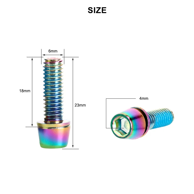 6 Pcs Bicycle Disc Brake Caliper Bolt Clamp Fixed Screws M6*18MM Titanium-plated Colorful Stainless Steel For MTB Mountain Bike Beauty World Shop
