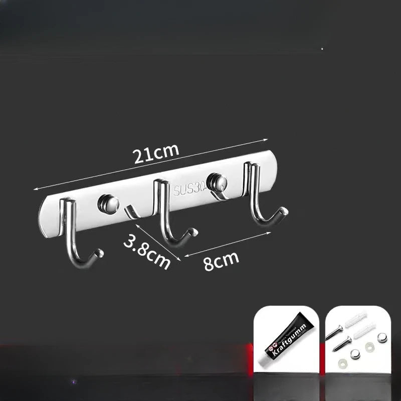 Stainless Steel Hook Hooks Toilet Clothes Hook Kitchen Supplies Hanger Punch-free Hook Rack Beauty World Shop