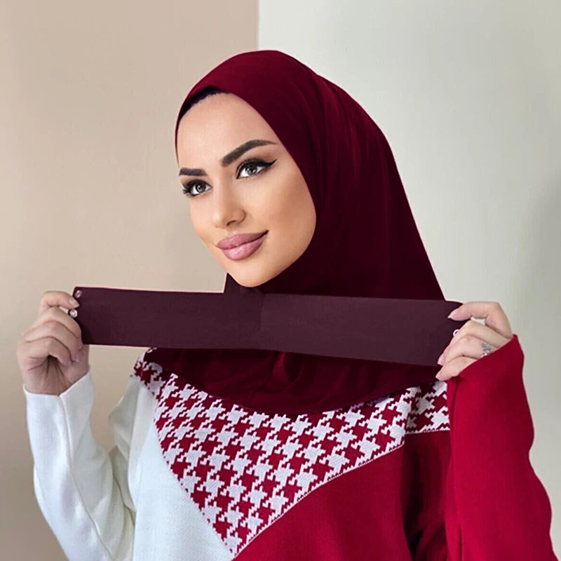 Ready To Go Full Cover Inner Instant Hijab for Ladies Girls Women With Tie Back Buttons Premium Quality Jersey Scarf Beauty World Shop