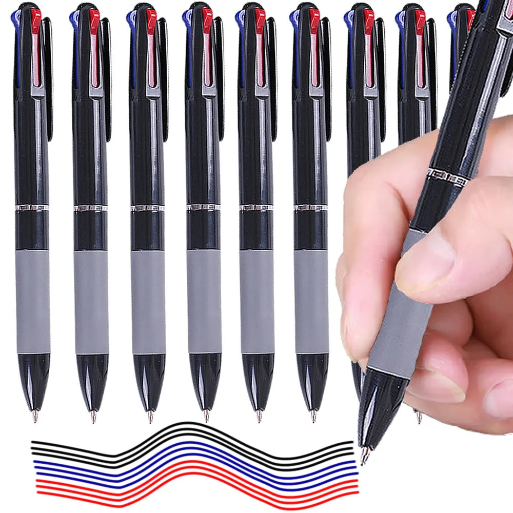 3 in 1 Red/Black/Blue Ink Color 0.7mm Student Ballpoint Pens Ball Point Writing Stationery Fine School Supplies Pencils Office Beauty Trend Shop