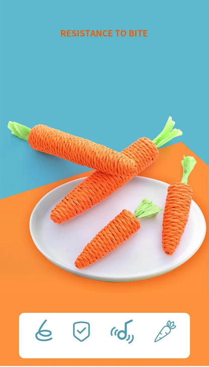 Cat Toy Carrot Sound Pet Products Bite Resistant Paper Rope Scratcher Clean Teeth Interactive Play Cat Carrot Chew Toy for Cat Beauty World Shop