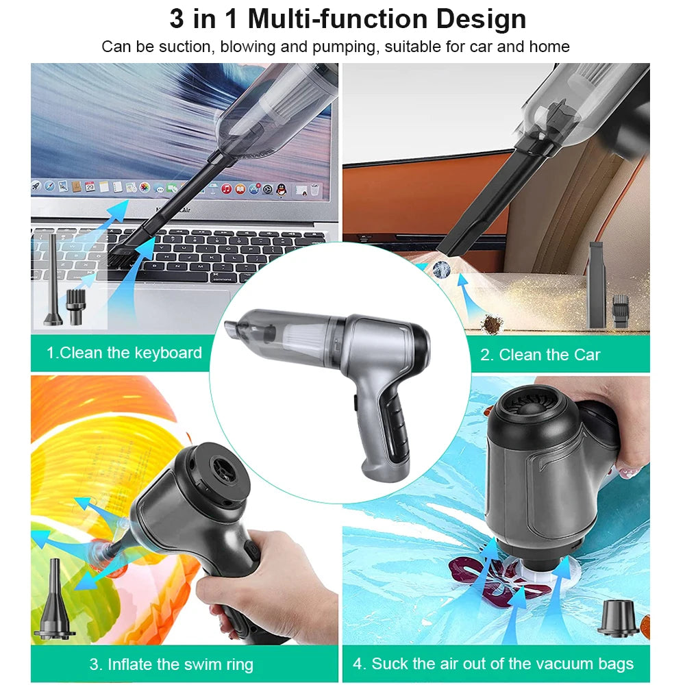 Car Vacuum Cleaner Wireless Portable Vacuum Cleaner 95000PA Strong Suction Handheld Mini Cleaner High Power Blower for Car Home Beauty World Shop