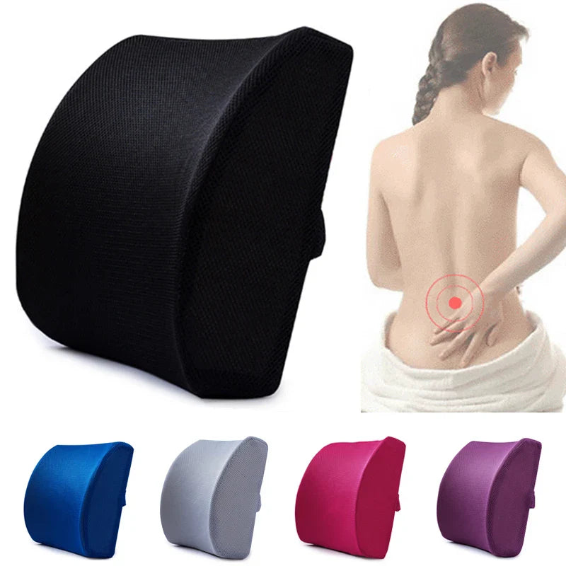 Car Lumbar Support Cushion Memory Foam Waist Pillow 2 Color Auto Seat Back Cushion for Car Chair Home Office Relieve Pain Beauty Trend Shop