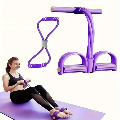 Foot Pedal Tension Bands Home Gym Resistance Bands 4 Elastic Pull Straps Tension Rope for Full Body Workouts and Abdominal Beauty World Shop