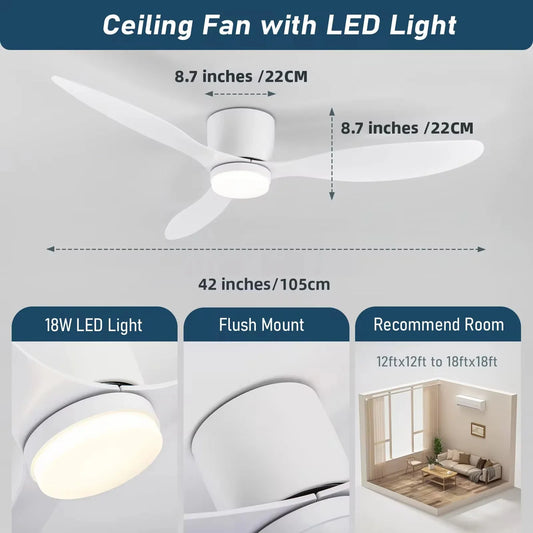 36 Inch Modern Low Floor Ceiling Fan Light with Remote Control, Living Room, Bedroom, Dining Room, Ceiling Fan Pendant Light THee STORE