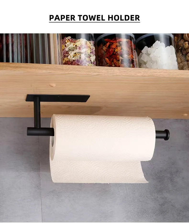 Kitchen Paper Towel Holder Adhesive Tissue Hanger Toilet Roll Paper Dispenser Cabinet Storage Napkin Rack Bathroom Accessories Beauty World Shop