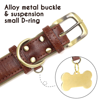 Customized PU Leather Nameplate Dog Collar Soft Padded Dogs Collars Free Engraving Name for Small Medium Large Dogs Adjustable Beauty World Shop