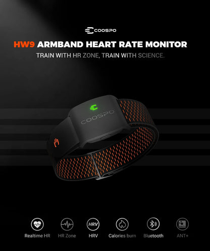 COOSPO HW9 Armband Heart Rate Monitor with HR Zones/Calories HRM Sensor for Fitness Cycling BLE5.0 ANT+ for Peloton,Zwift,Wahoo Beauty World Shop