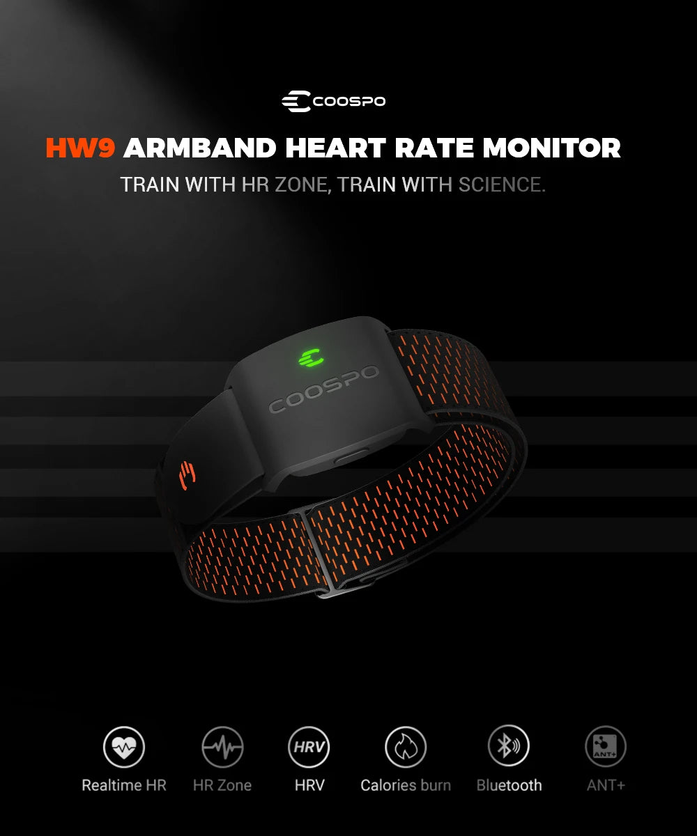 COOSPO HW9 Armband Heart Rate Monitor with HR Zones/Calories HRM Sensor for Fitness Cycling BLE5.0 ANT+ for Peloton,Zwift,Wahoo Beauty World Shop
