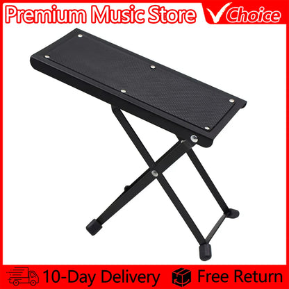 Guitar Foot Stool 4 Position Height Adjustable Foldable Guitar Pedal Foot Rest Step Footstool Black for Guitar Pedal Accessories Beauty World Shop