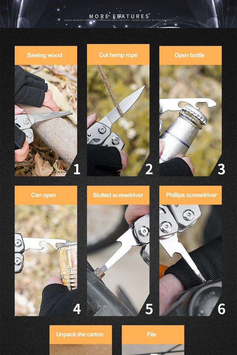 Folding Multi-tool Pocket Knife Pliers Mini Portable Fold Outdoor Hunting Survival Rescue Tactical Multipurpose Repair Tool Beauty World Shop