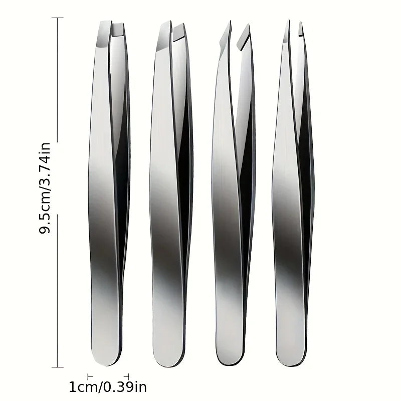 4pcs Set Professional Tweezers Set Perfect For Eyebrow Hair Removal Splinter Very Effortless and Relaxed to Remove Beauty World Shop