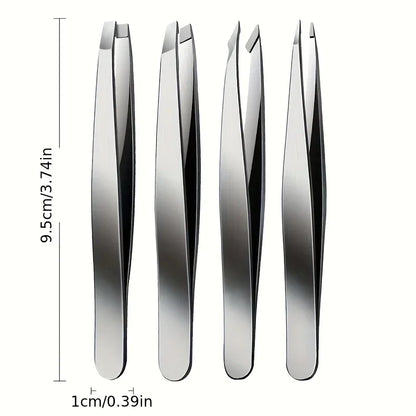 4pcs Set Professional Tweezers Set Perfect For Eyebrow Hair Removal Splinter Very Effortless and Relaxed to Remove Beauty World Shop