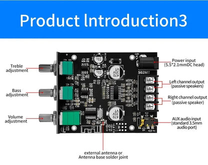 Bluetooth 5.0 Subwoofer Amplifier Board 2.0 Channel High Power Audio Digital HIFI Stereo Amplifier Board 2X50W Bass AMP ZK-502MT Beauty World Shop