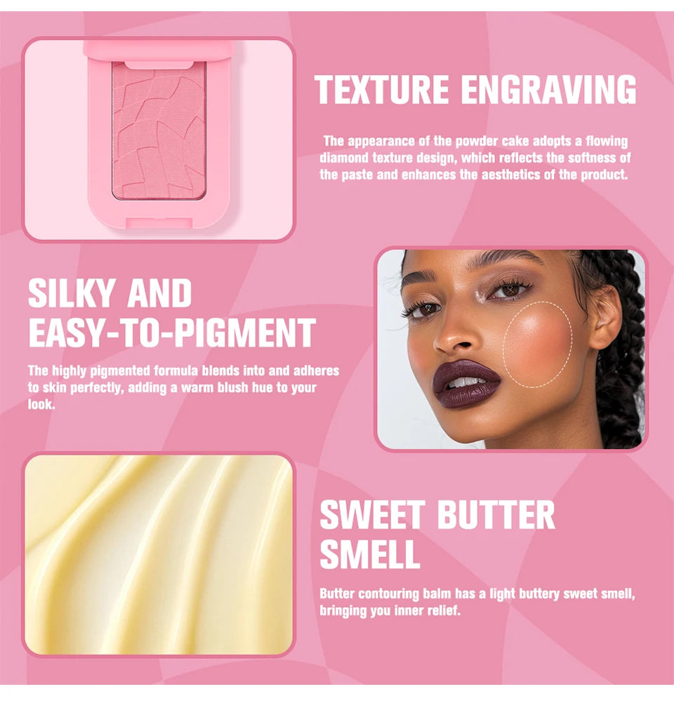 Professional Makeup Powder Blush 12HR Wear Vegan Formula Blusher Makeup Blush in Bar Cosmetics Palette Powder Pink Cream Face Beauty World Shop