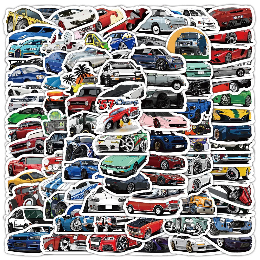 10/50/100 Pcs Retrofit Racing Car Graffiti Stickers Laptop Guitar Luggage Bike Skateboard Waterproof Sticker Decal Kid Toy Beauty World Shop