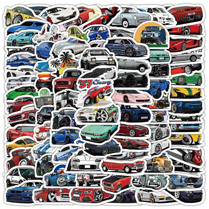 10/50/100 Pcs Retrofit Racing Car Graffiti Stickers Laptop Guitar Luggage Bike Skateboard Waterproof Sticker Decal Kid Toy Beauty World Shop