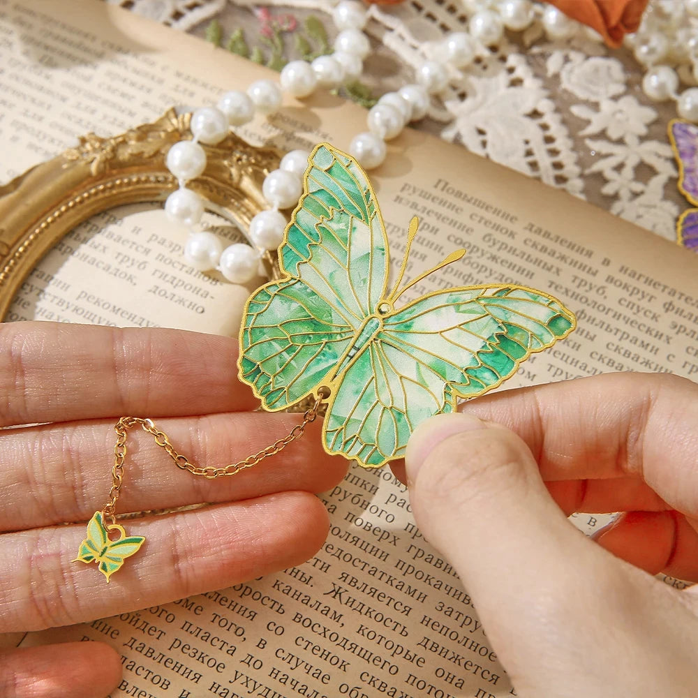 Mini Cute Butterfly Metal Bookmark With Chain And Gold Foil Design, Butterfly Book Page Holder, Vintage Bookmark To Aid Reading Beauty World Shop