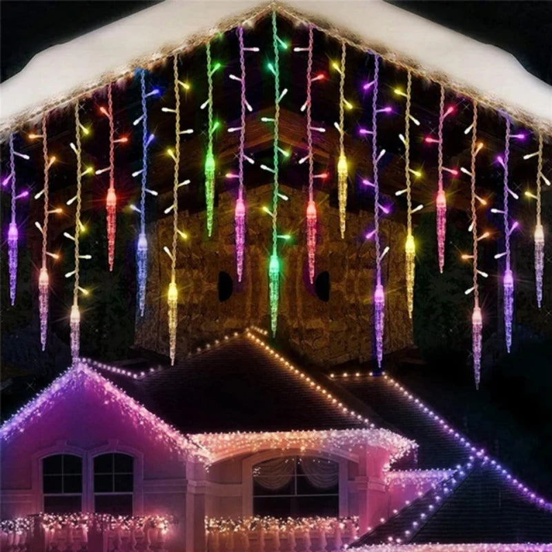 Christmas Garland LED Icicle Curtain String Lights Droop Outdoor Garden Street Wedding Decorative lighting Steady on Beauty World Shop