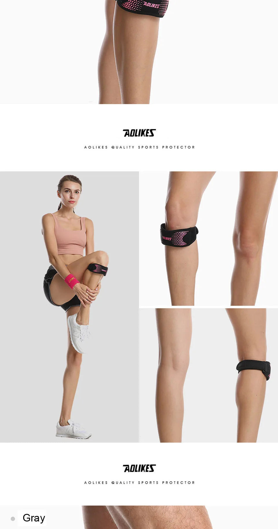 AOLIKES 1PCS Knee Braces for Knee Pain,Patella Knee Support Strap,Adjustable Patellar Tendon Stabilizer Band for Basketball Beauty World Shop
