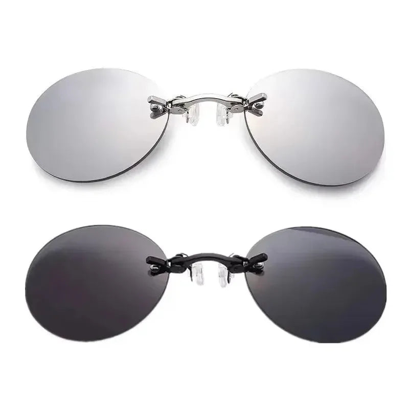  VIEWRING1-2PCS Clip On Nose Glasses Round Rimless Matrix Morpheus Sunglasses Mini Frameless Vintage Men Eyeglasses Beauty World Shop