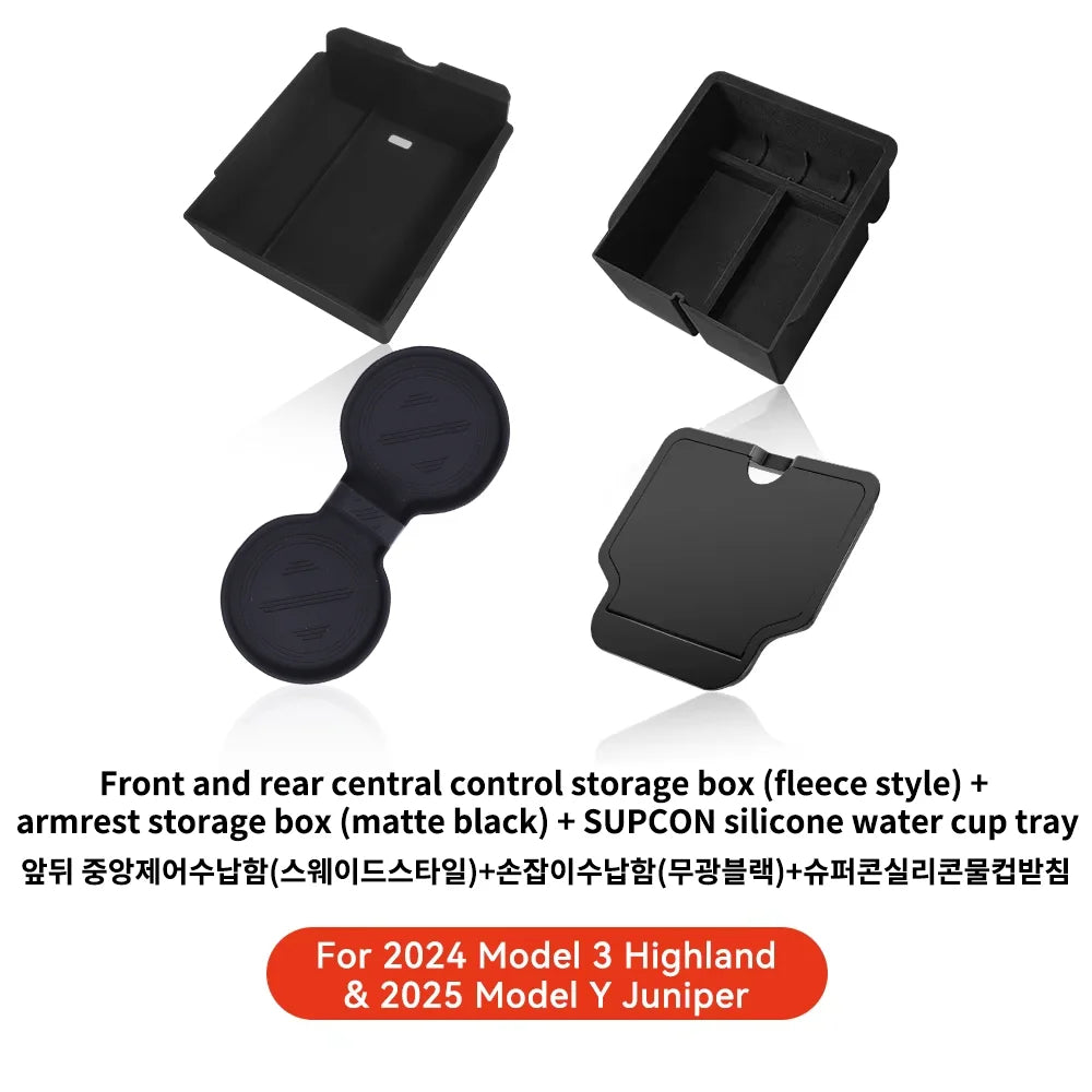 YZ For Tesla Model 3 Highland 2024 Model Y Juniper 2025 Storage Box Center Armrest Hidden Box Cup Holder Organizer Accessories Beauty World Shop