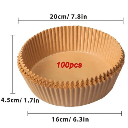 50/100Pcs Air Fryer Disposable Paper Non-Stick Airfryer Baking Papers Round Air-Fryer Paper Liners Paper Kitchen Accessories Beauty World Shop