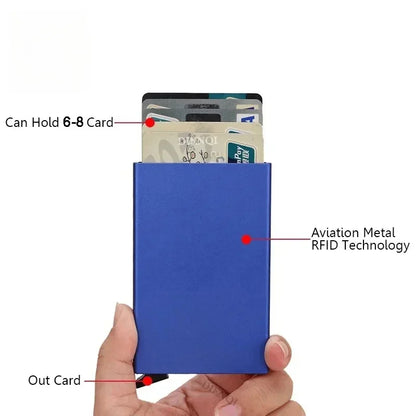 Small and Practical Pop Up Minimalist Smart Wallet Thin Slim RFID Credit Card Holder for Men Women Metal Purse Mini Wallets Beauty World Shop