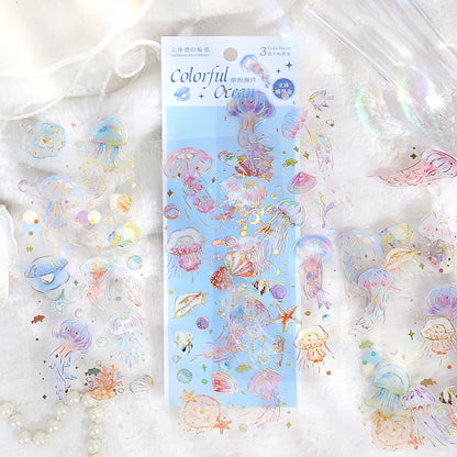 3pcs Kawaii Feather Dragonfly Bird Jellyfish Decorative Stickers Pack Scrapbooking Material Label Diary Phone Journal Planner Beauty World Shop