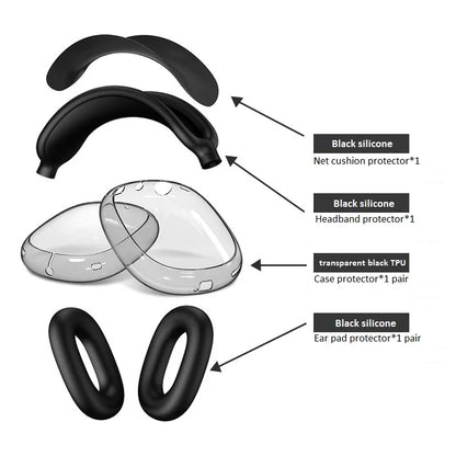 Headphones Ear Pads Scratch Resistant Hearing Aid Case Transparent TPU Three Piece Set for Airpods Max Case Accessories EJBHT07