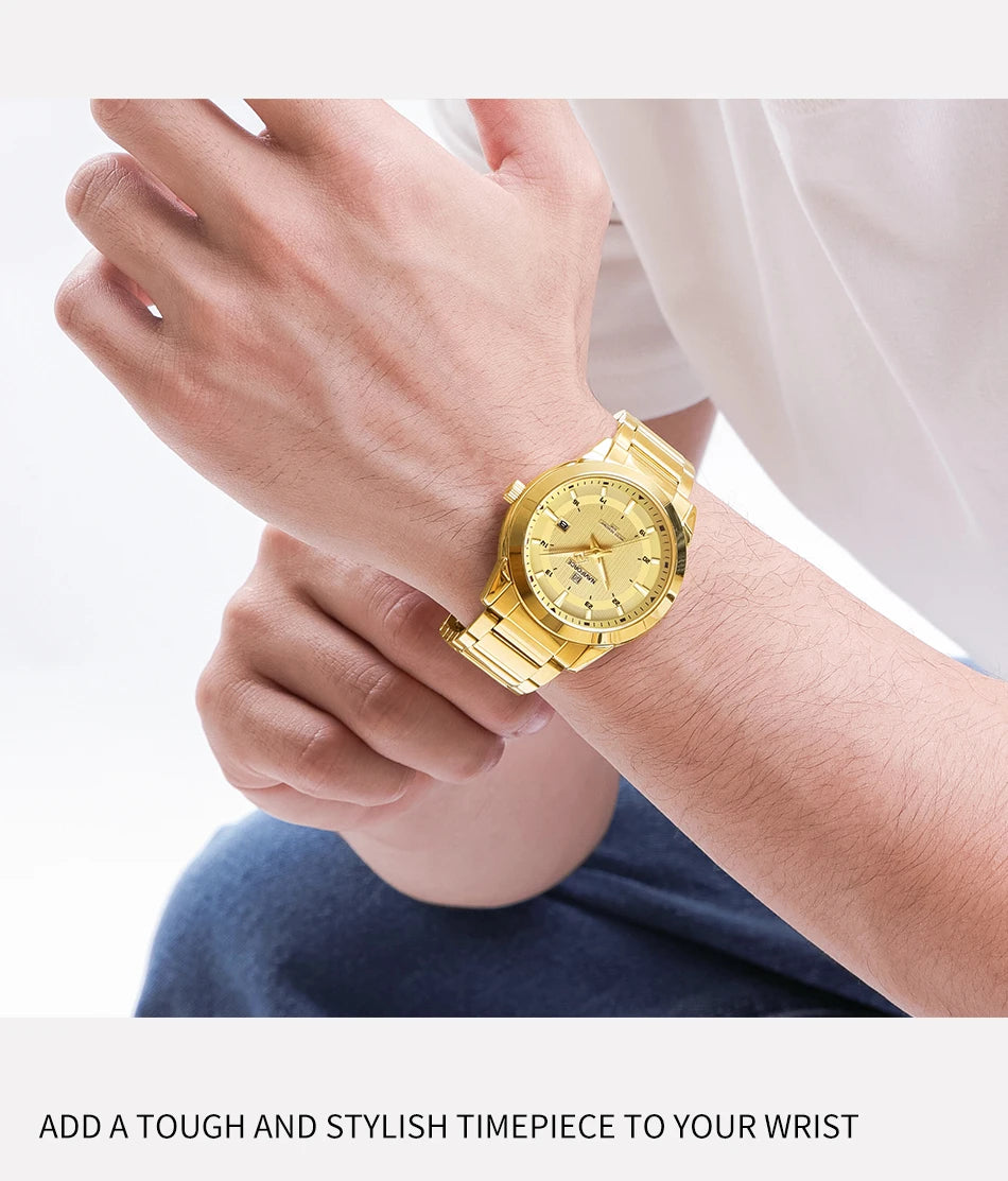 2024 Top Brand NAVIFORCE Mens Watches Stainless Steel Strap Casual Male Quartz Sports Wristwatch Luxury Waterproof Date Clock Beauty World Shop